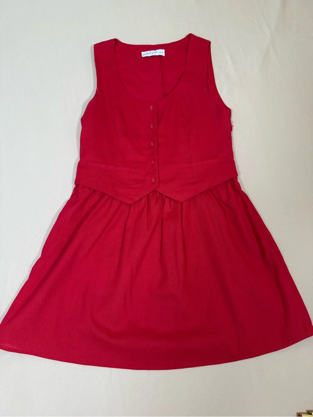 Petal & Pup Milani Mini Sleeveless Dress with Vest Front, size Medium.